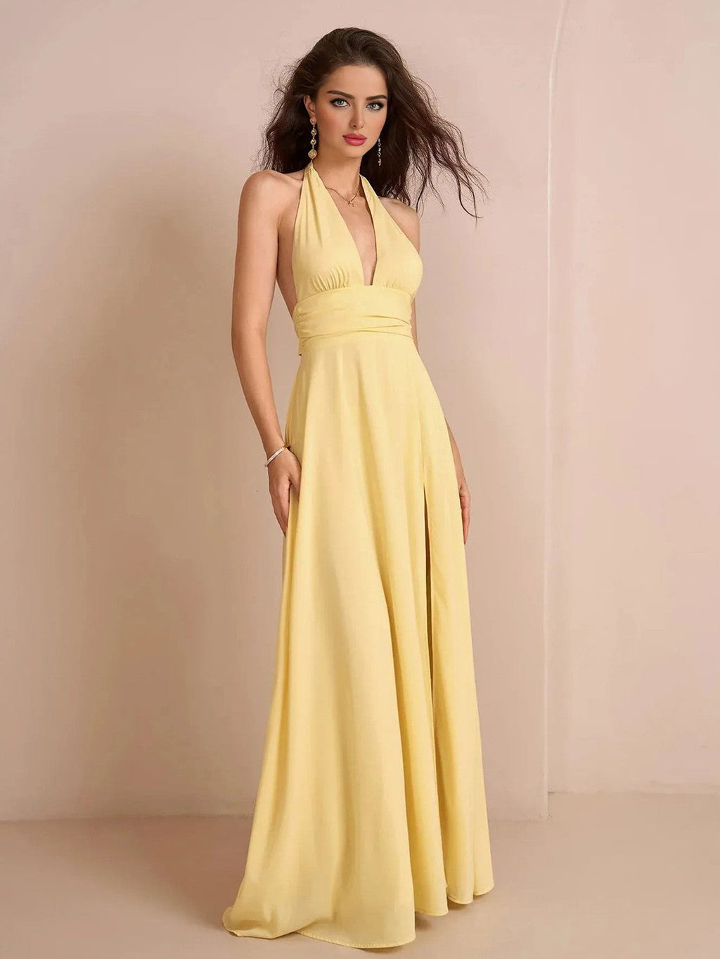 Sunshine Slit Backless Maxi Dress