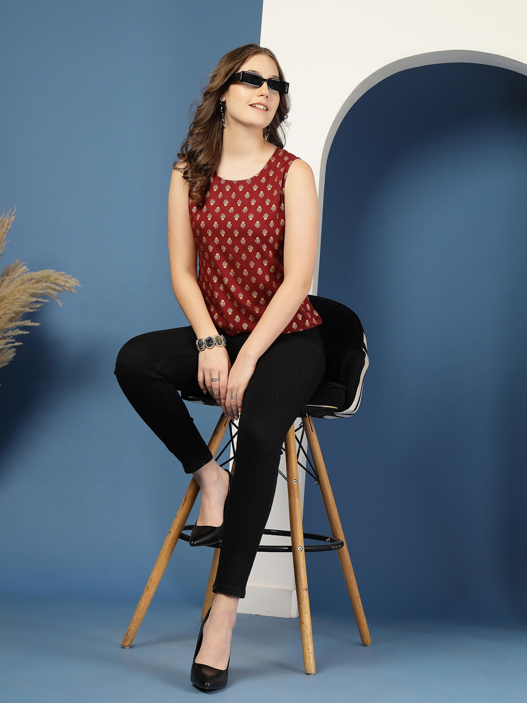 Maroon Blossom Muse Tank Top