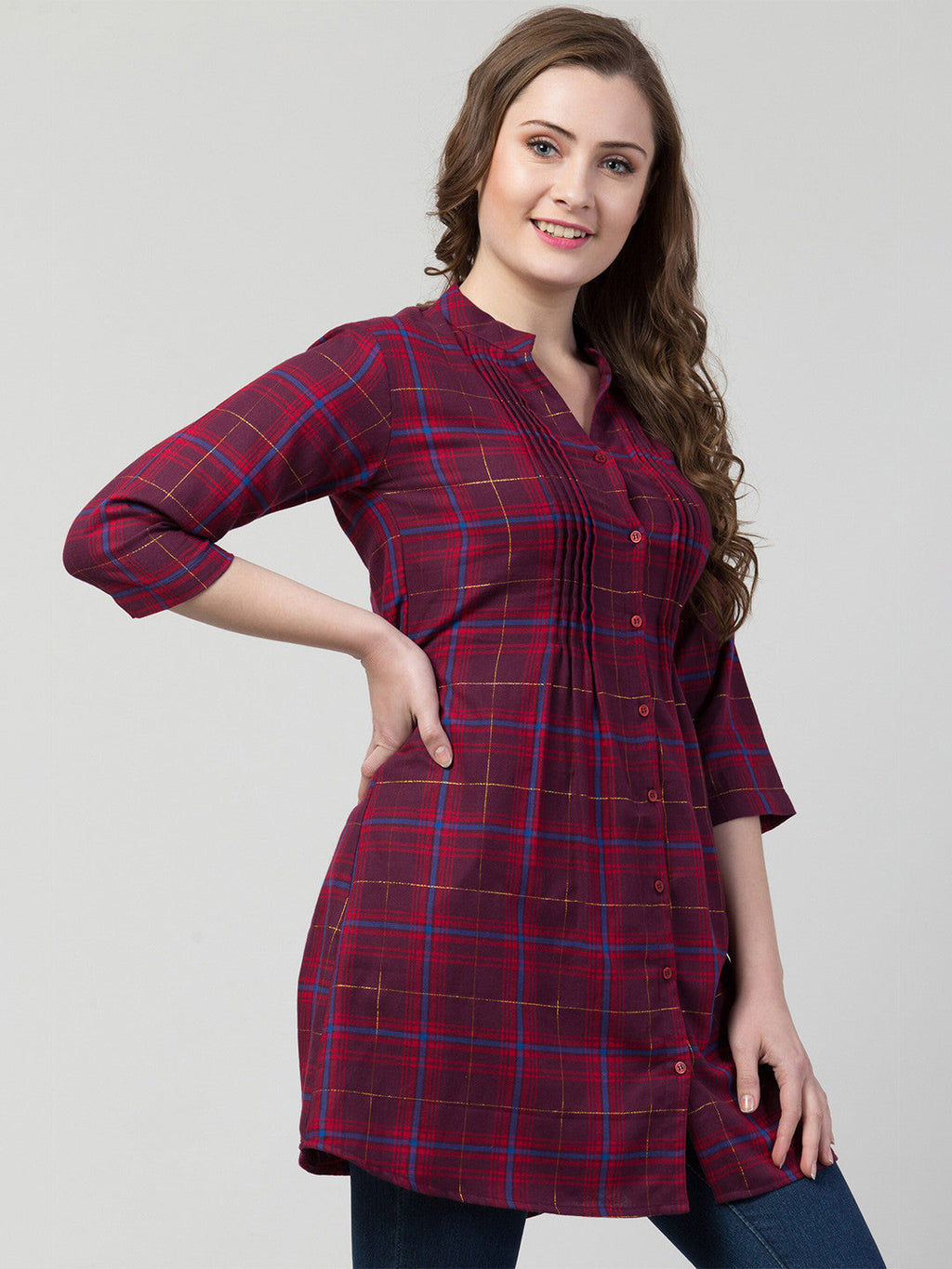 Maroon Elegance Checked Tunic