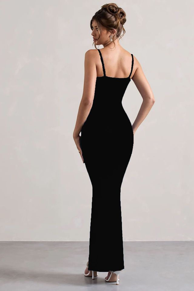 Sleek Black Bodycon Cami Dress
