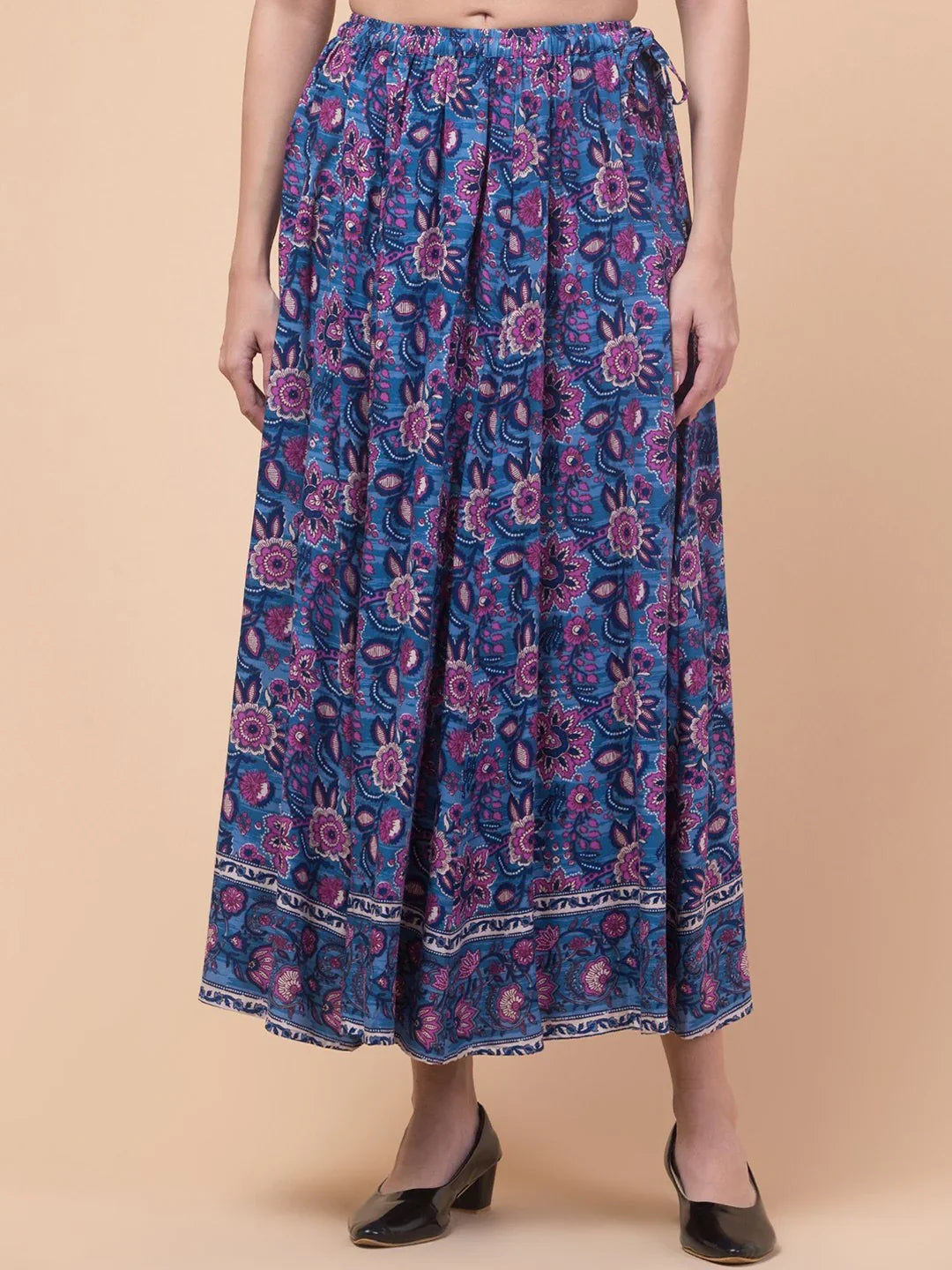 Black Abstract Print Maxi Skirt