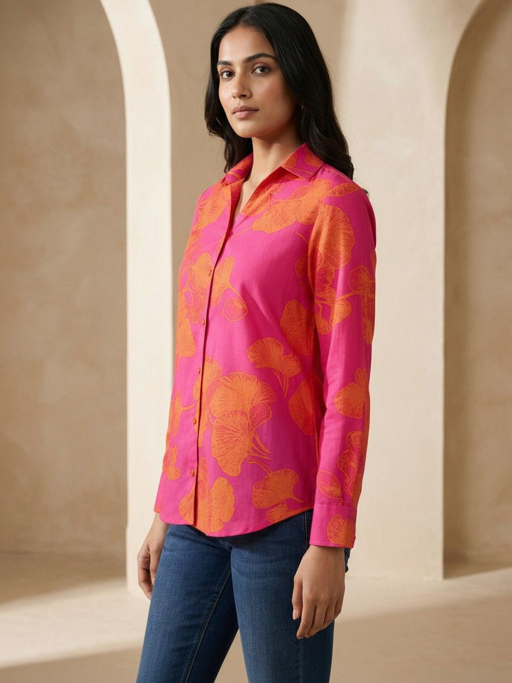Blossom Charm Pink Floral Shirt