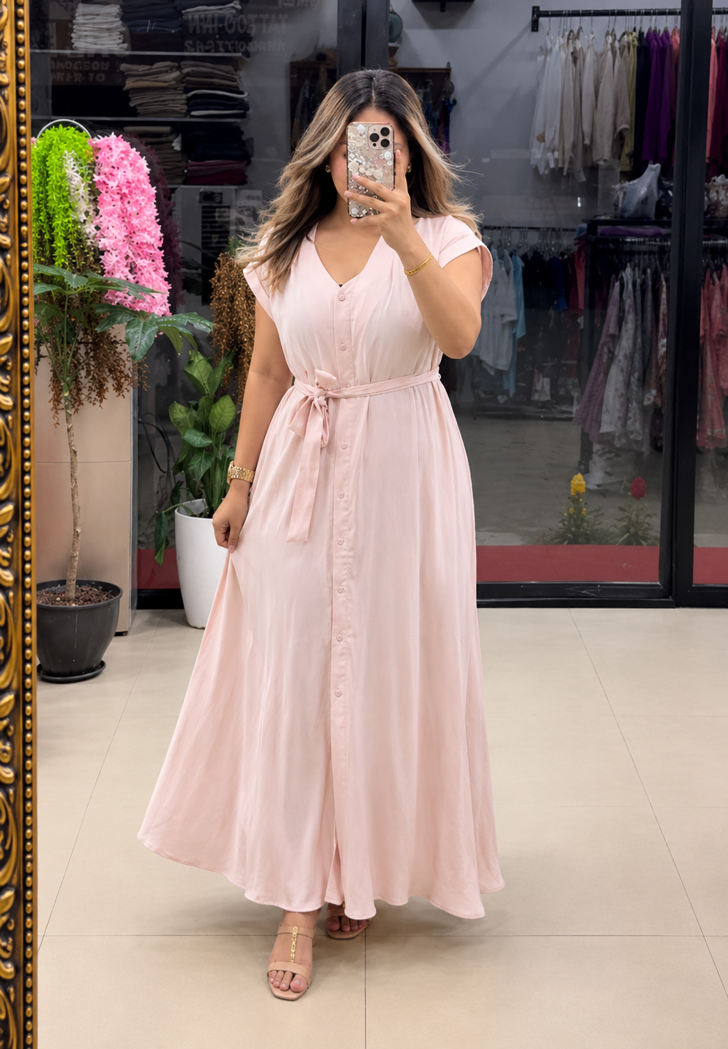 Pink Rayon Dress for Women