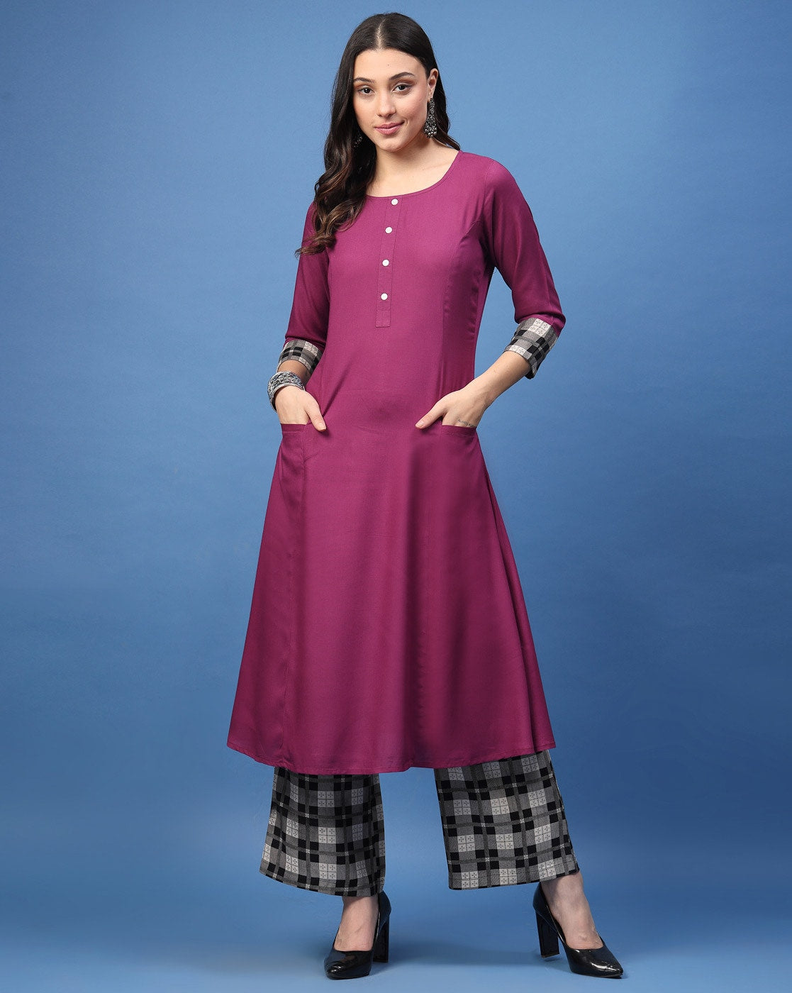 Purple Solid  Kurta & Palazzo Set