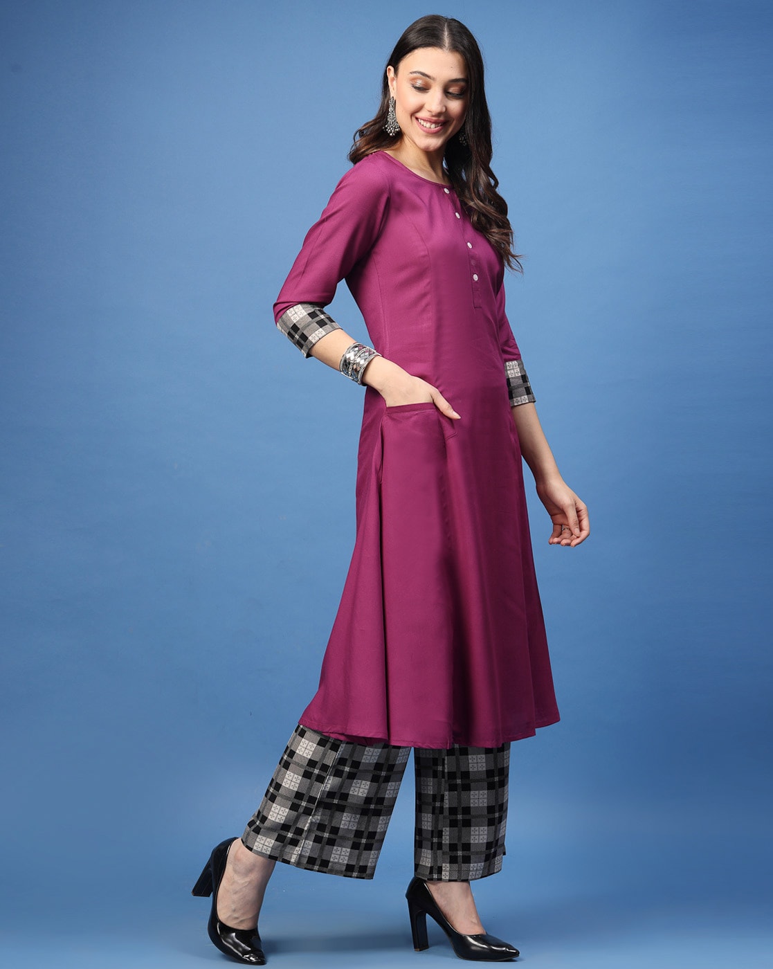 Purple Solid  Kurta & Palazzo Set