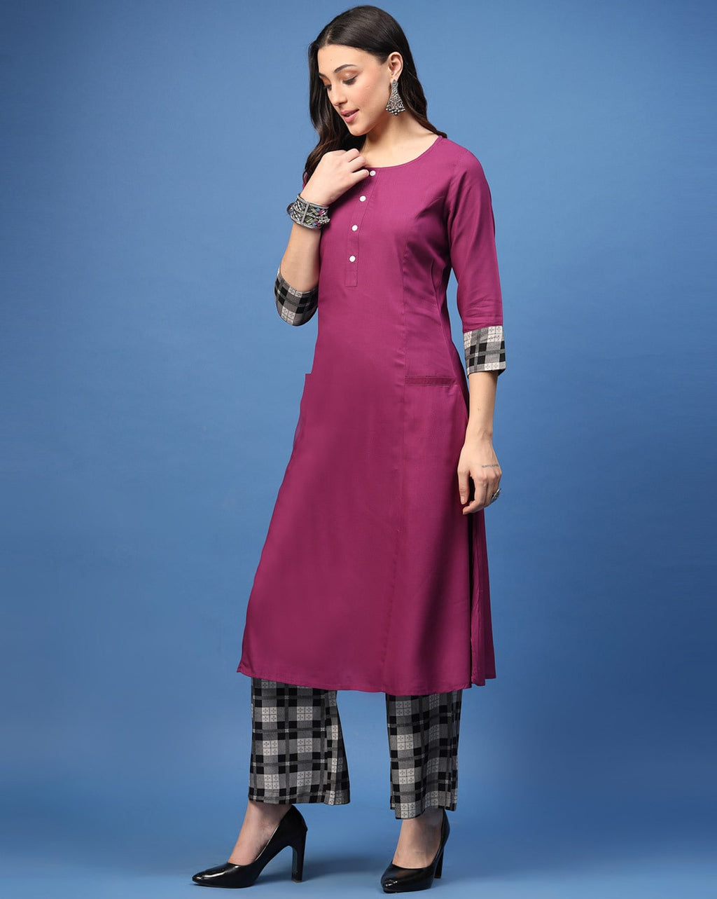 Purple Solid  Kurta & Palazzo Set
