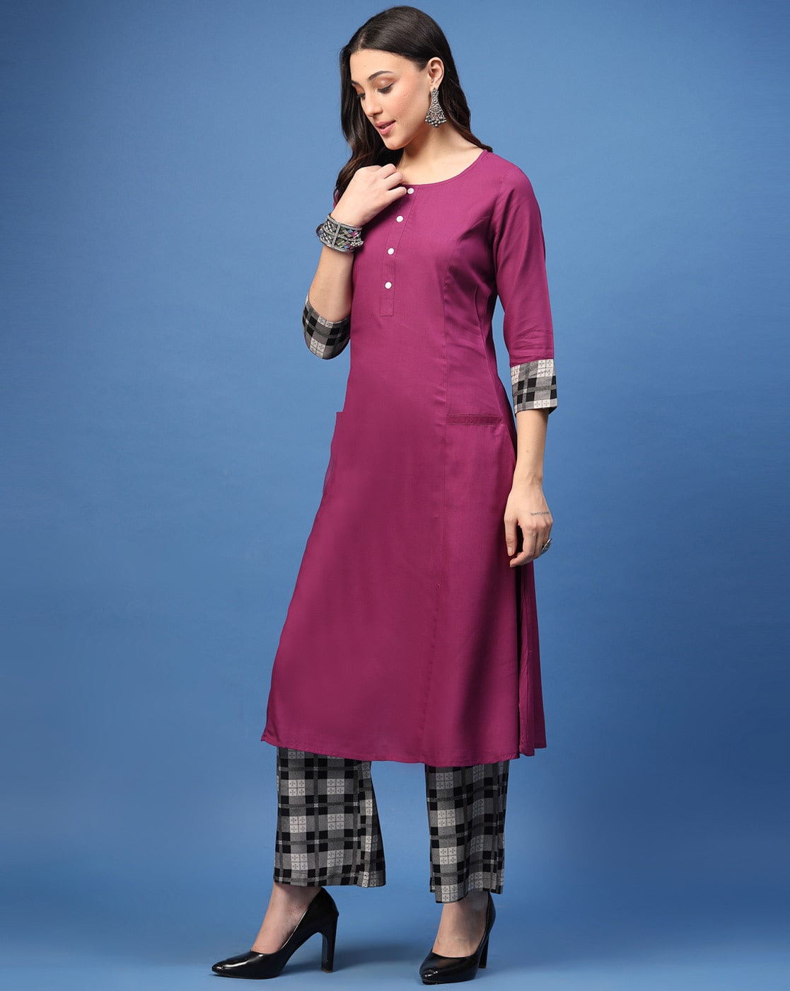 Purple Solid  Kurta & Palazzo Set