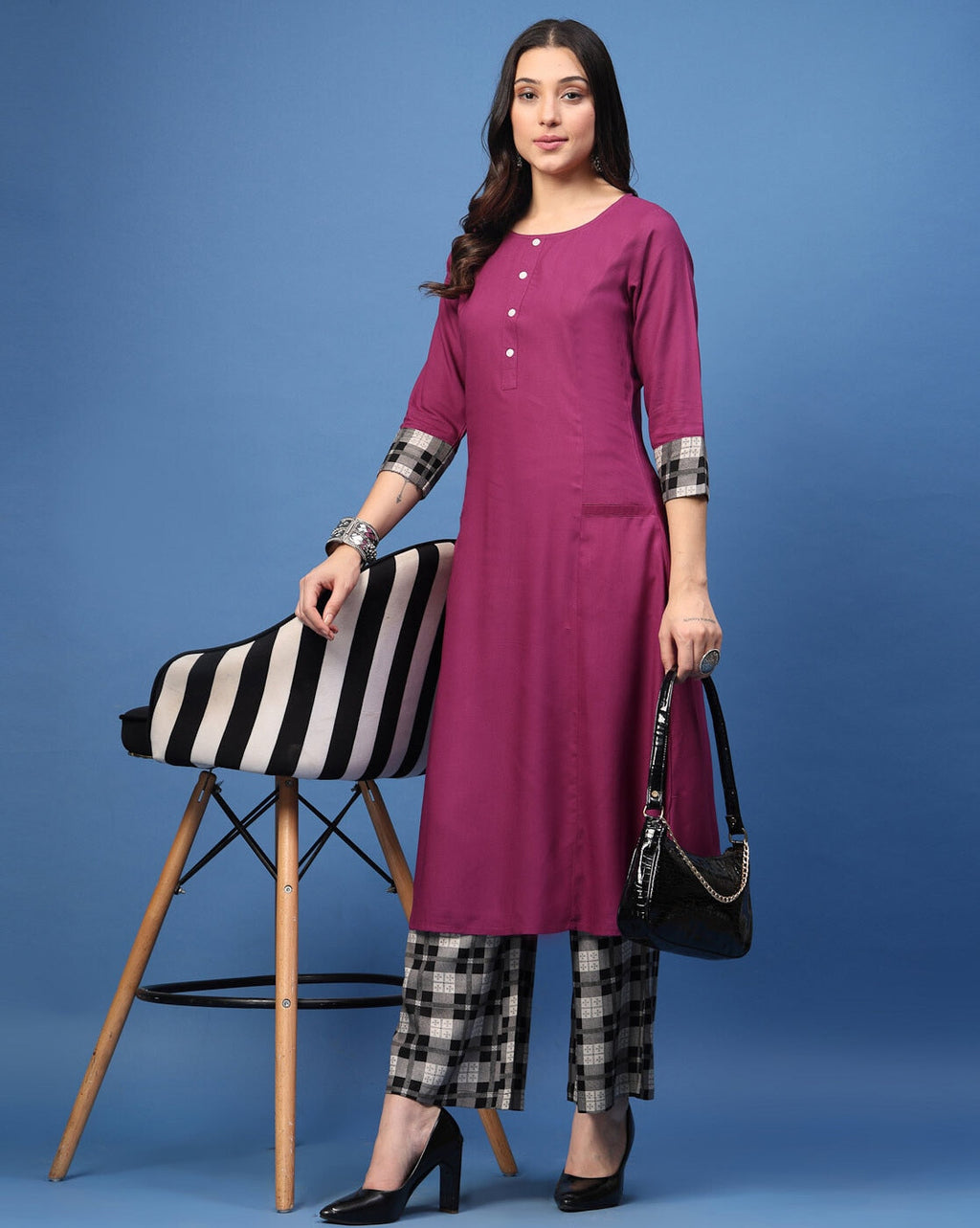 Purple Solid  Kurta & Palazzo Set