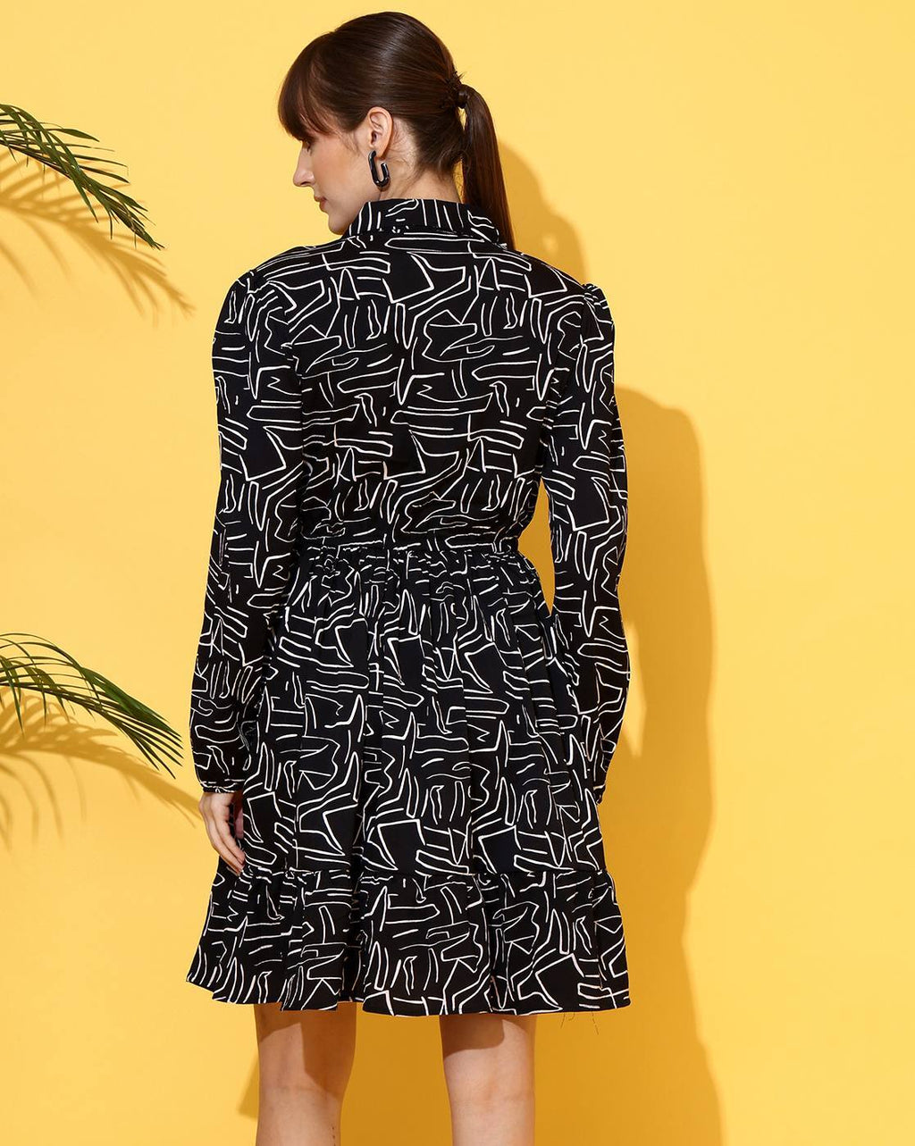 Black Enigma Abstract Shirt Dress
