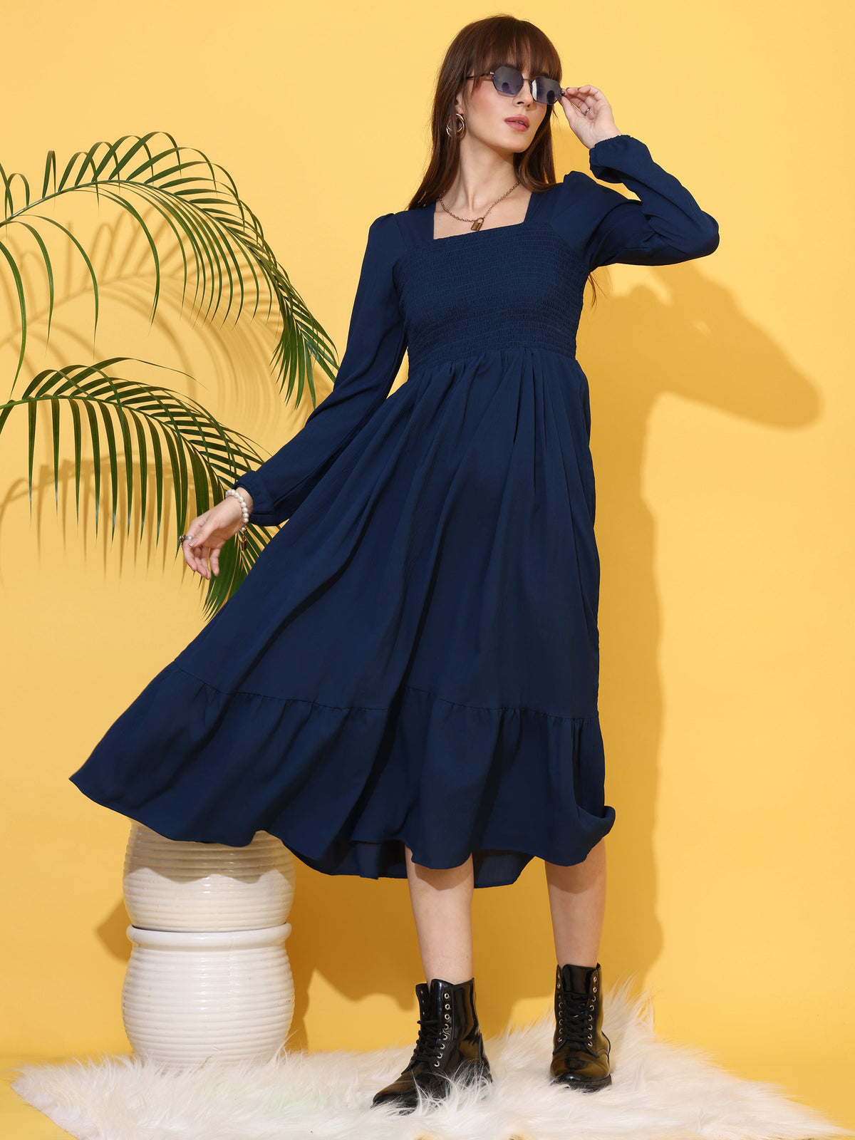 Navy Grace Fit and Flare Dress