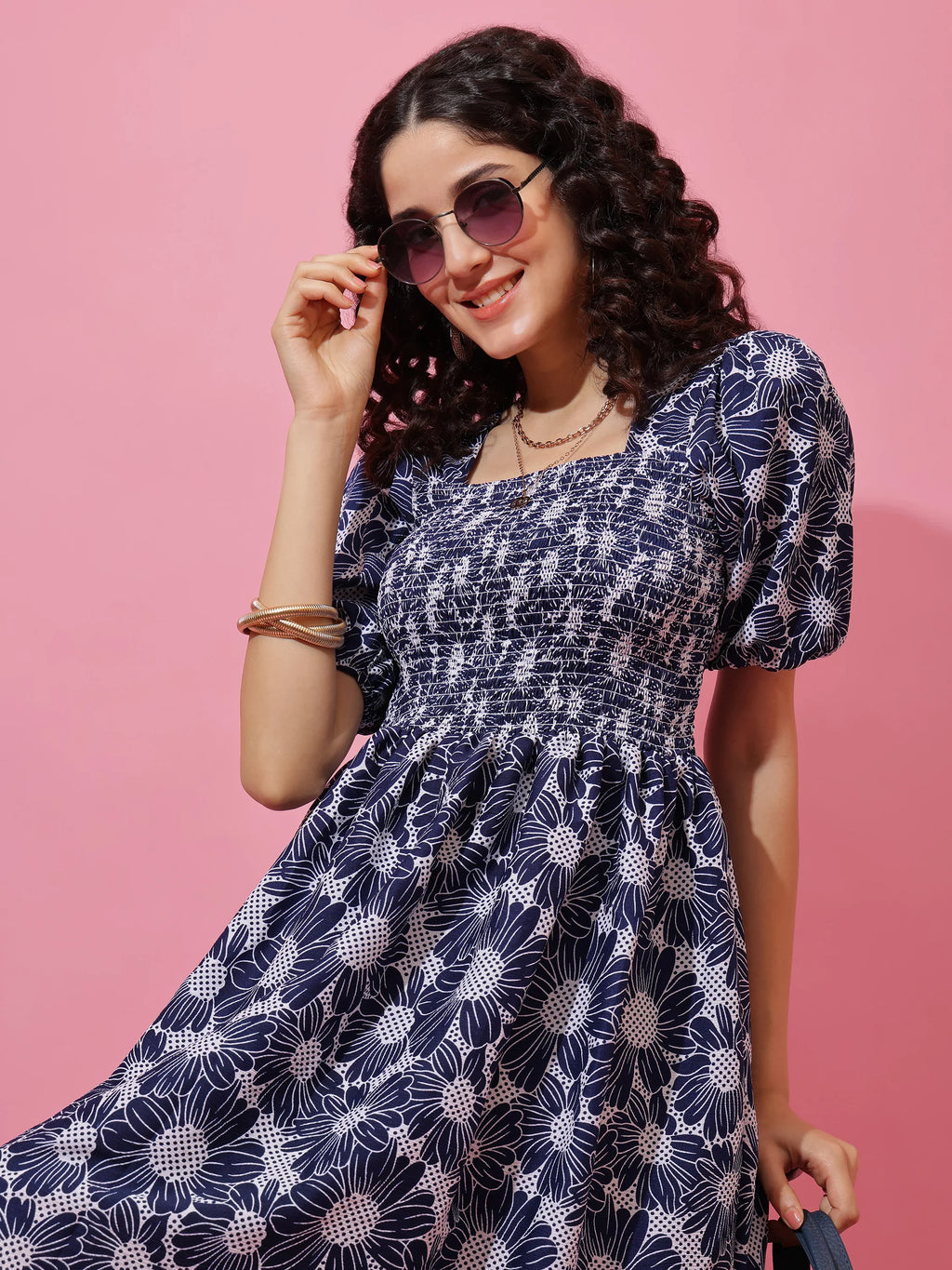 Blue Blossom Fit & Flare Midi Dress