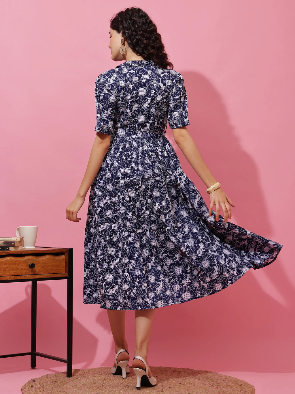 Azure Charm Fit & Flare Midi Dress
