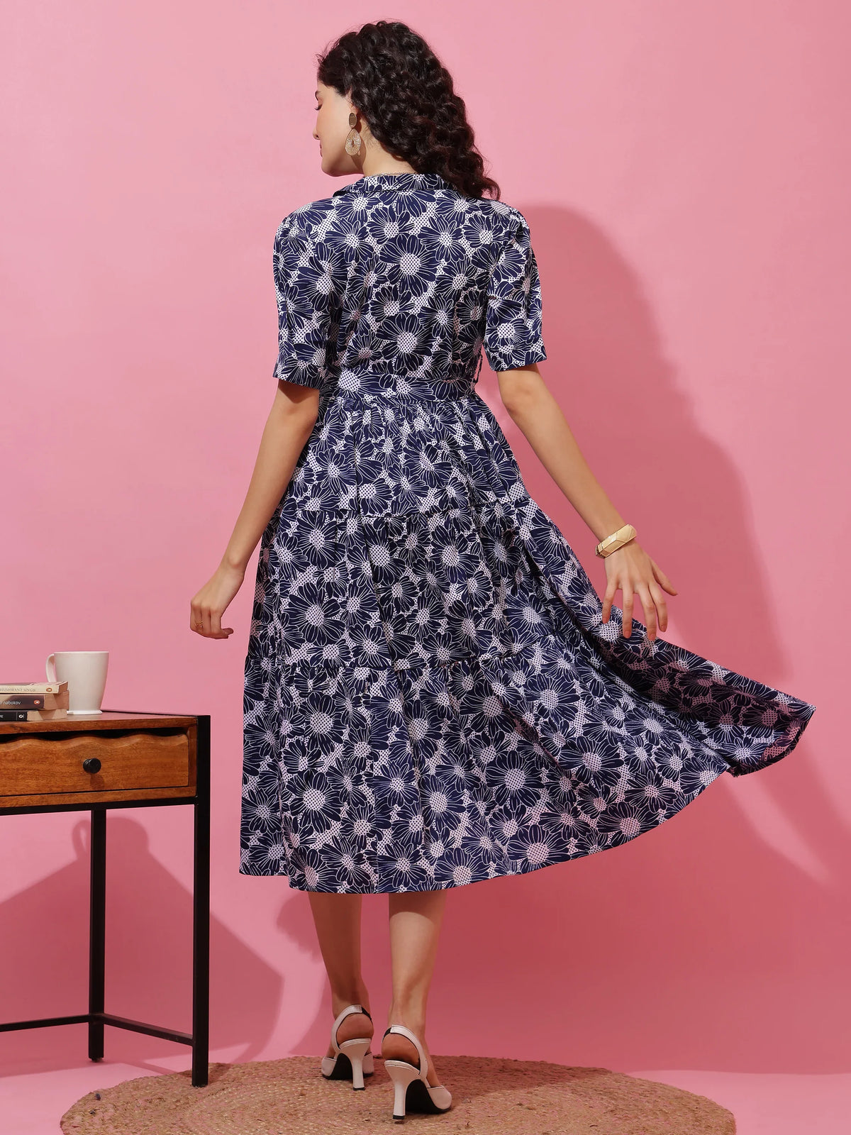 Azure Charm Fit & Flare Midi Dress