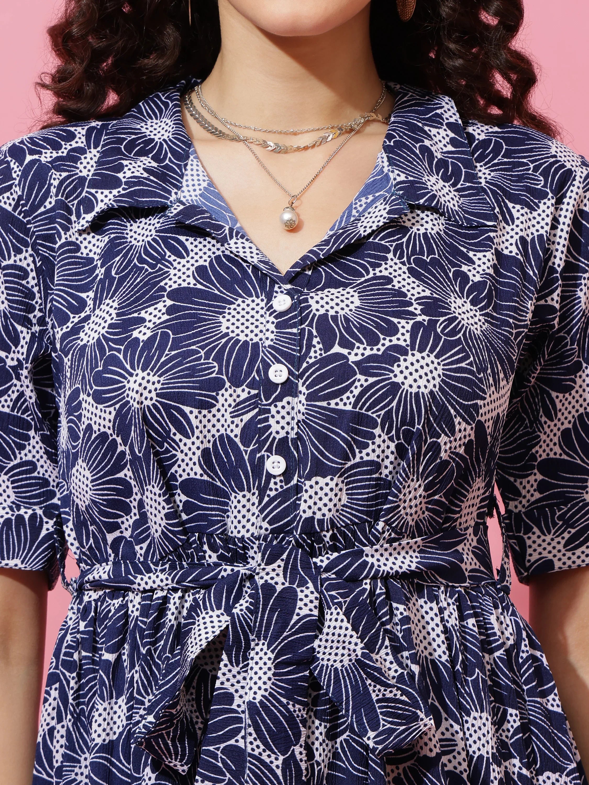Azure Charm Fit & Flare Midi Dress