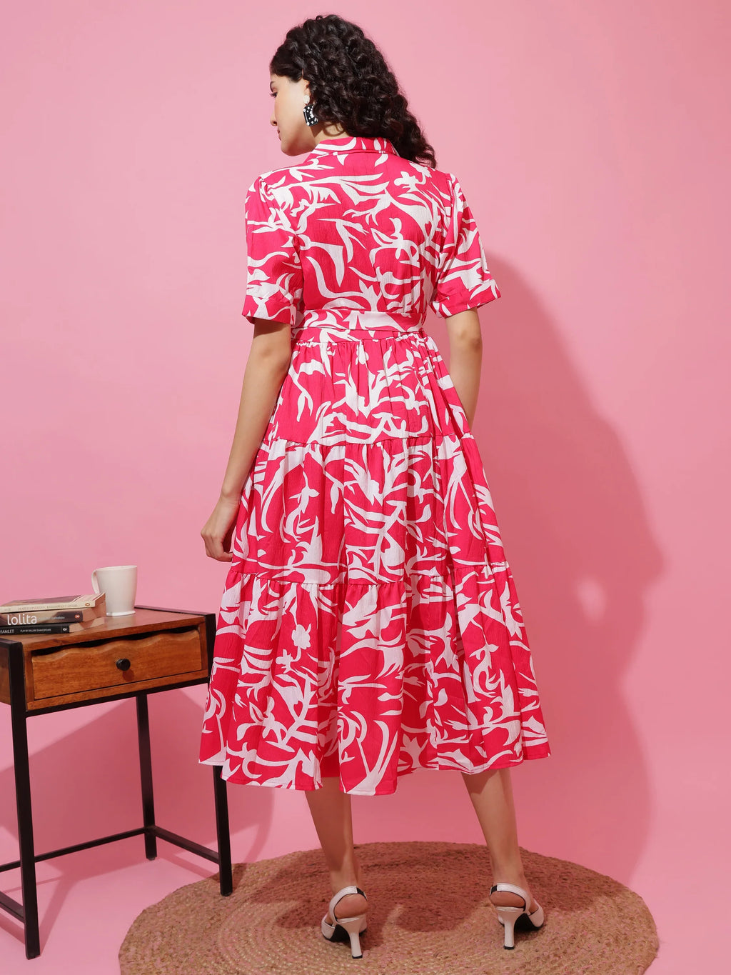 Rose Radiance Fit & Flare Midi Dress