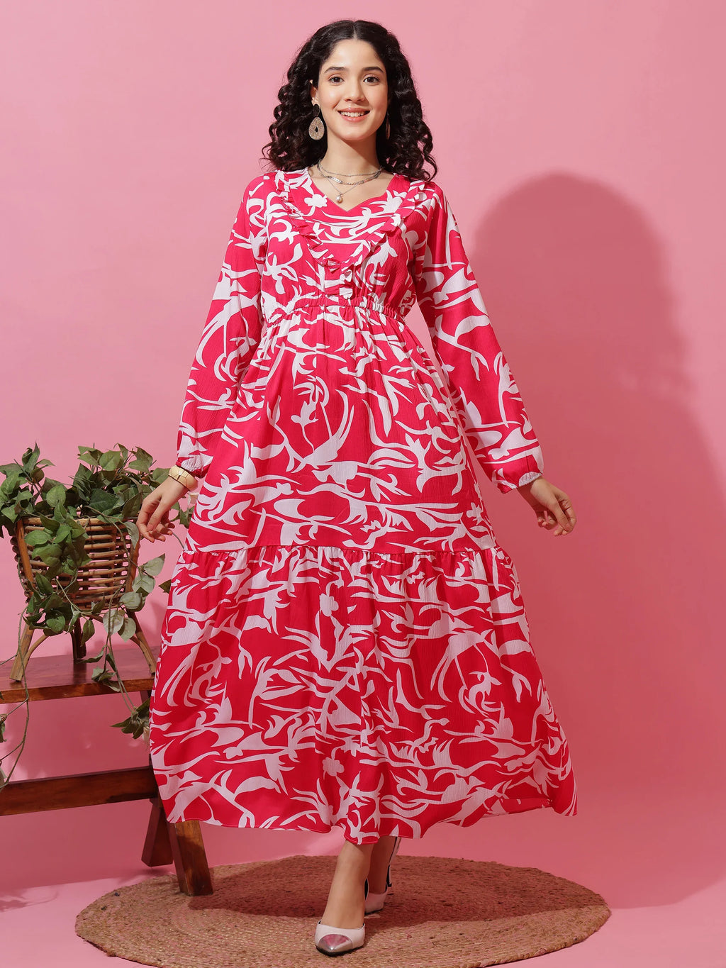 Pink Serenity Full-Sleeve Maxi Dress