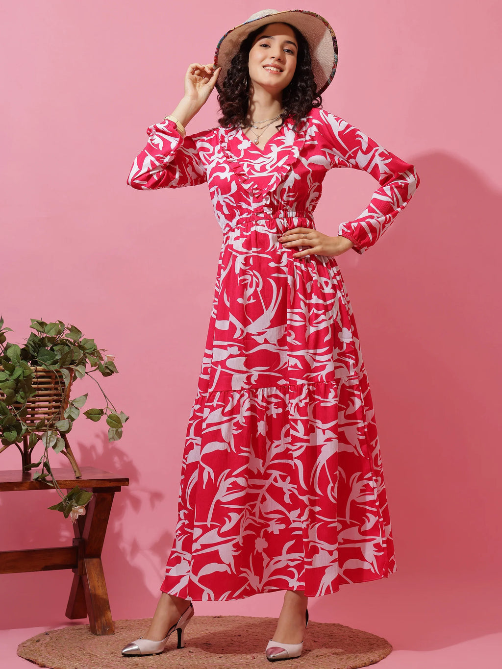 Pink Serenity Full-Sleeve Maxi Dress