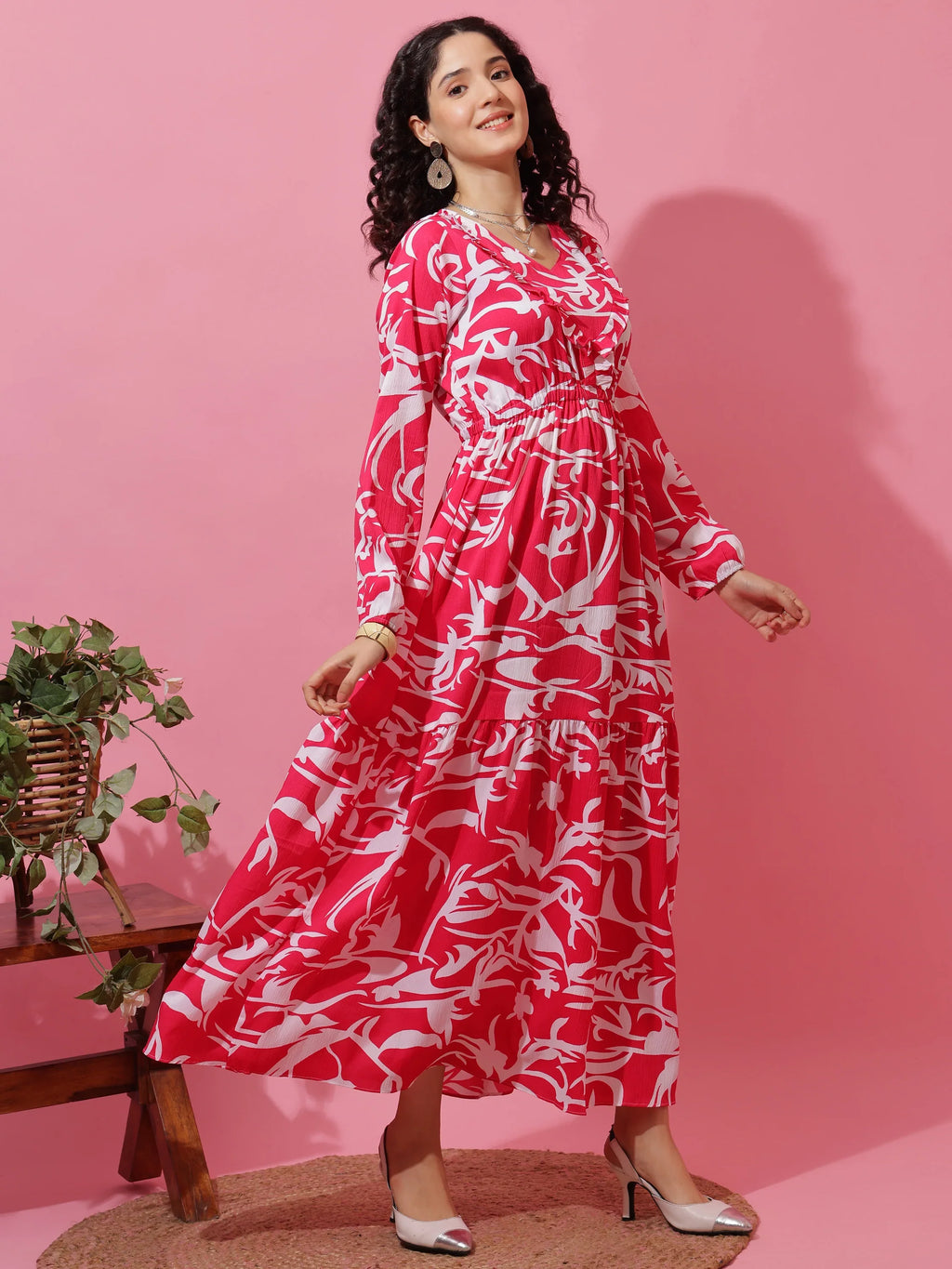 Pink Serenity Full-Sleeve Maxi Dress