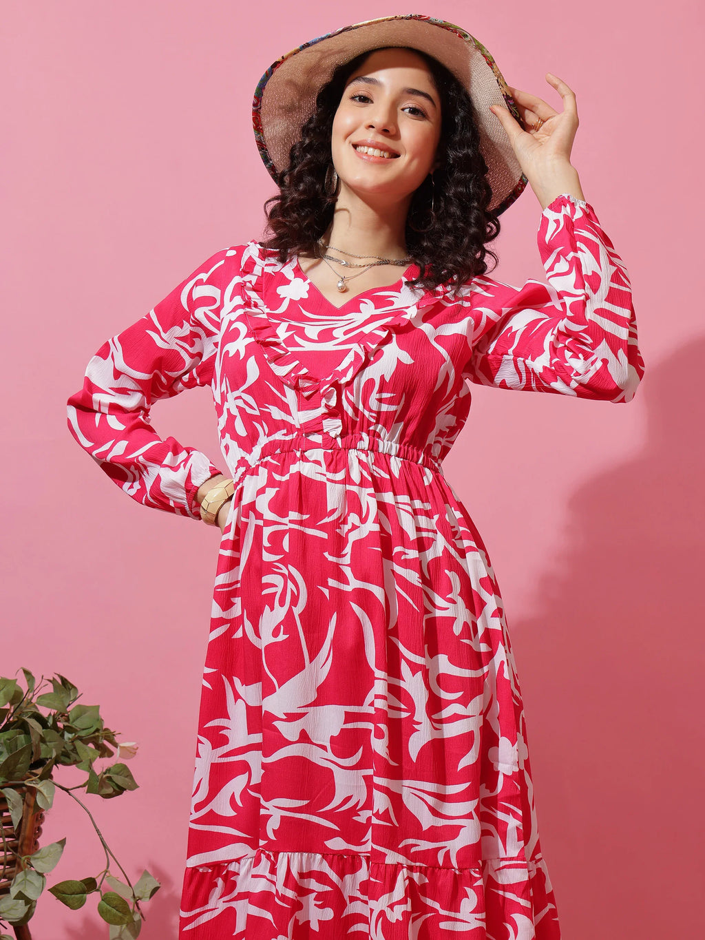 Pink Serenity Full-Sleeve Maxi Dress