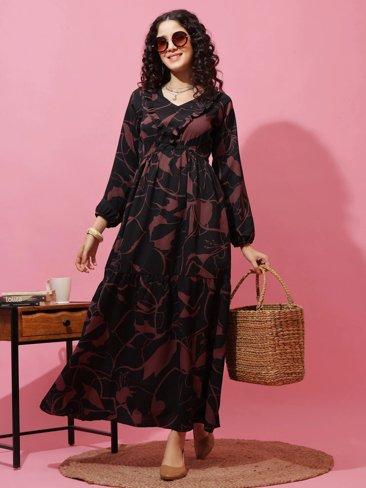 Midnight Mocha Fit and Flare Maxi Dress