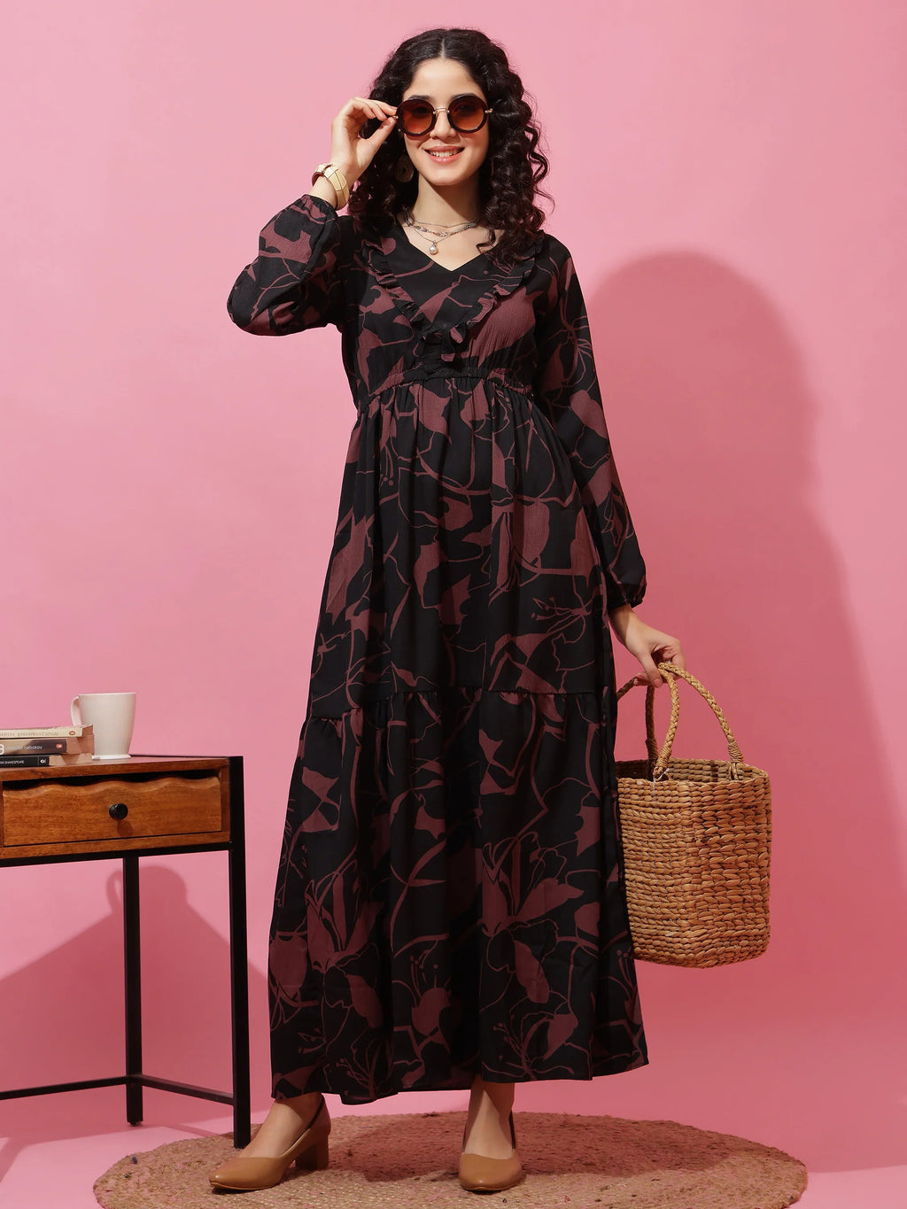 Midnight Mocha Fit and Flare Maxi Dress