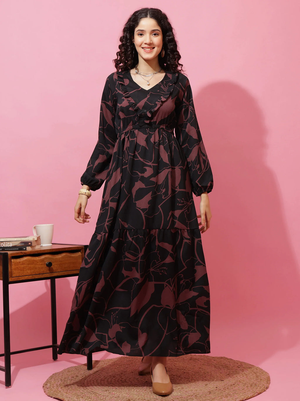 Midnight Mocha Fit and Flare Maxi Dress