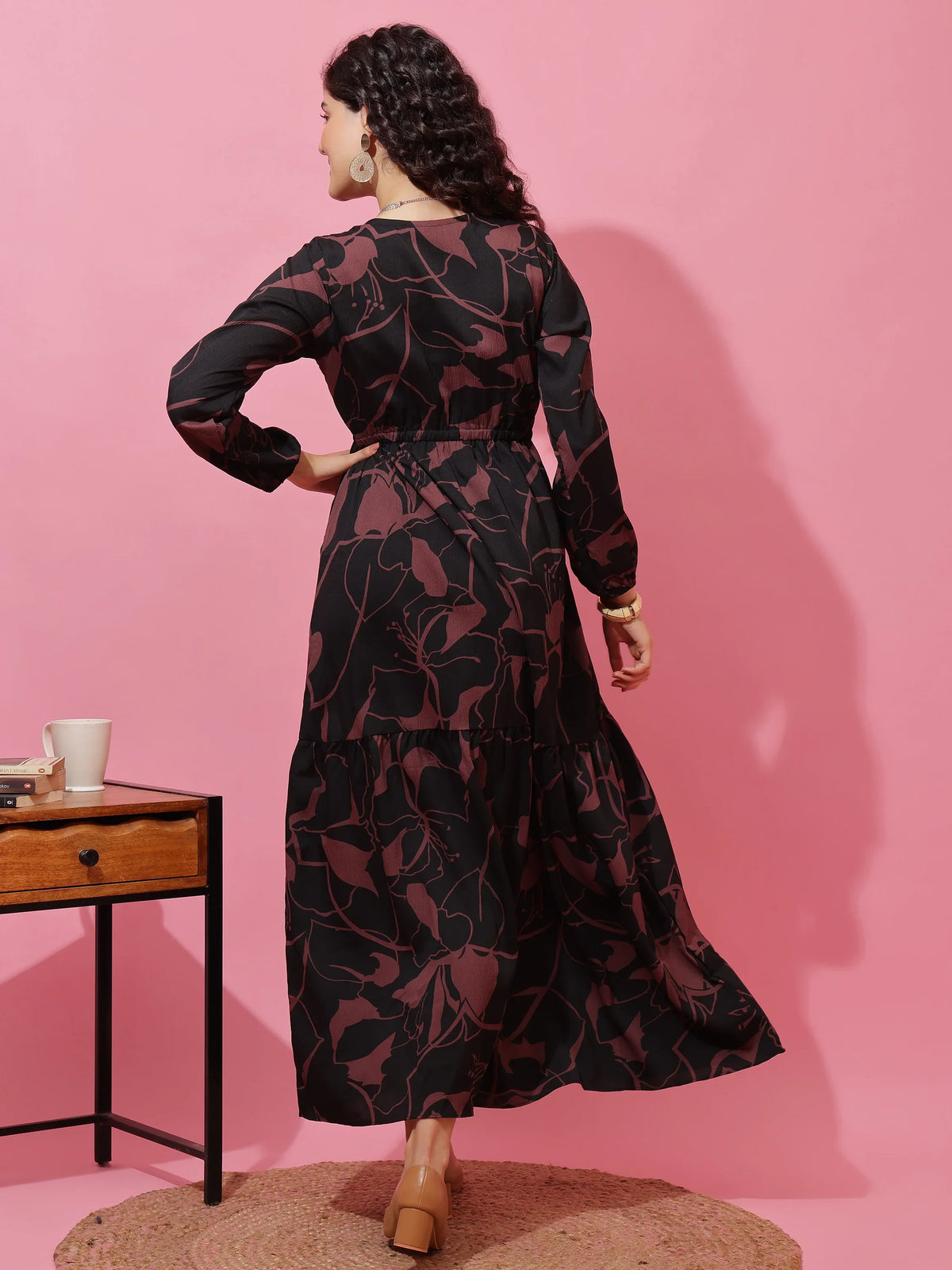 Midnight Mocha Fit and Flare Maxi Dress