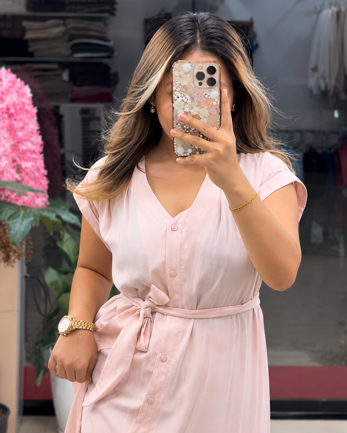 Pink Rayon Dress for Women