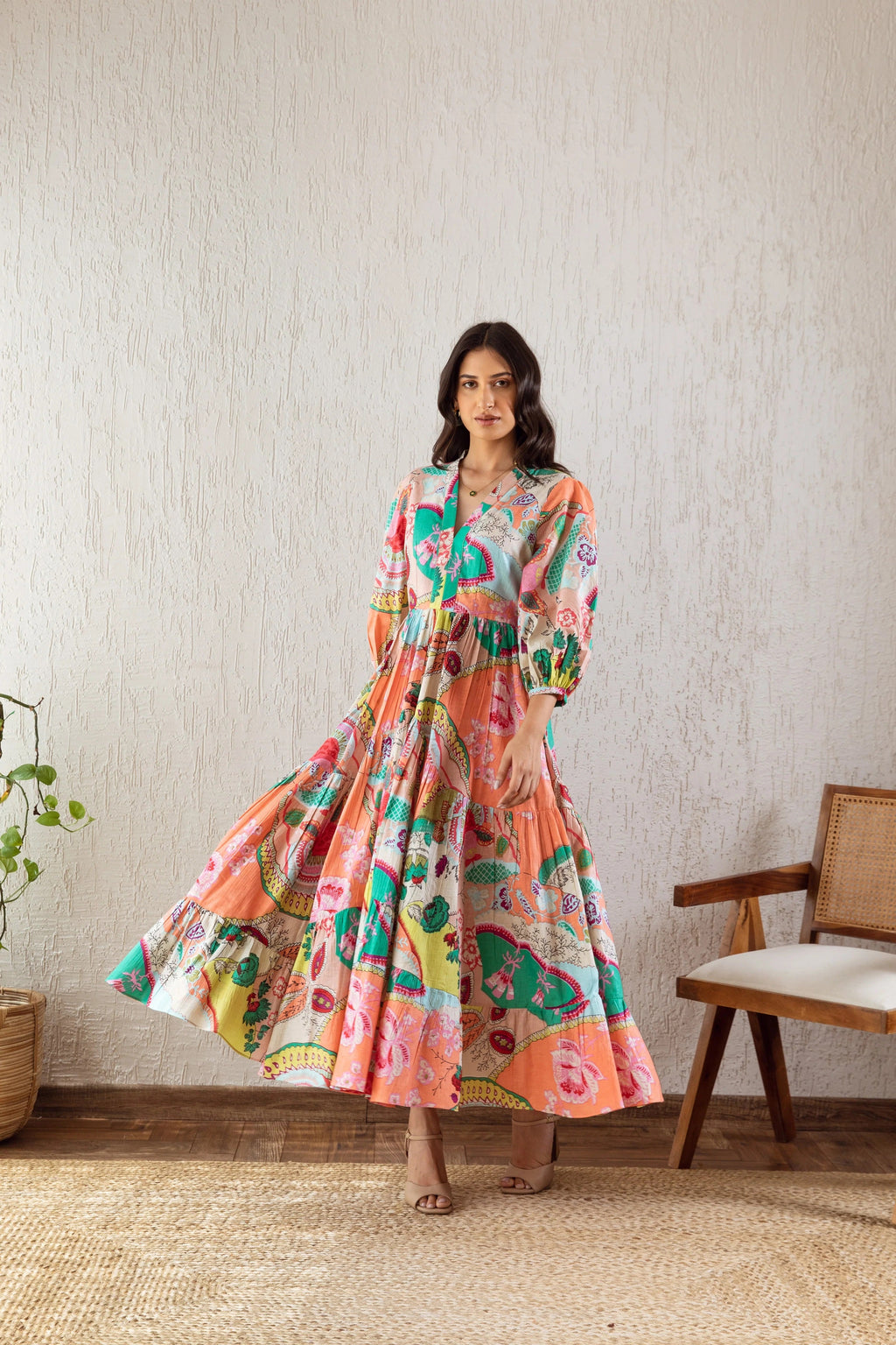 Blush Meadow Fit and Flare Maxi Dress