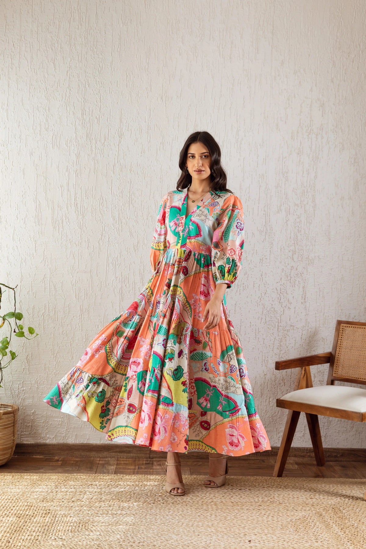 Blush Meadow Fit and Flare Maxi Dress