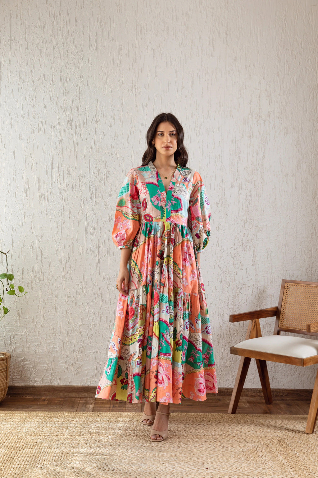 Blush Meadow Fit and Flare Maxi Dress