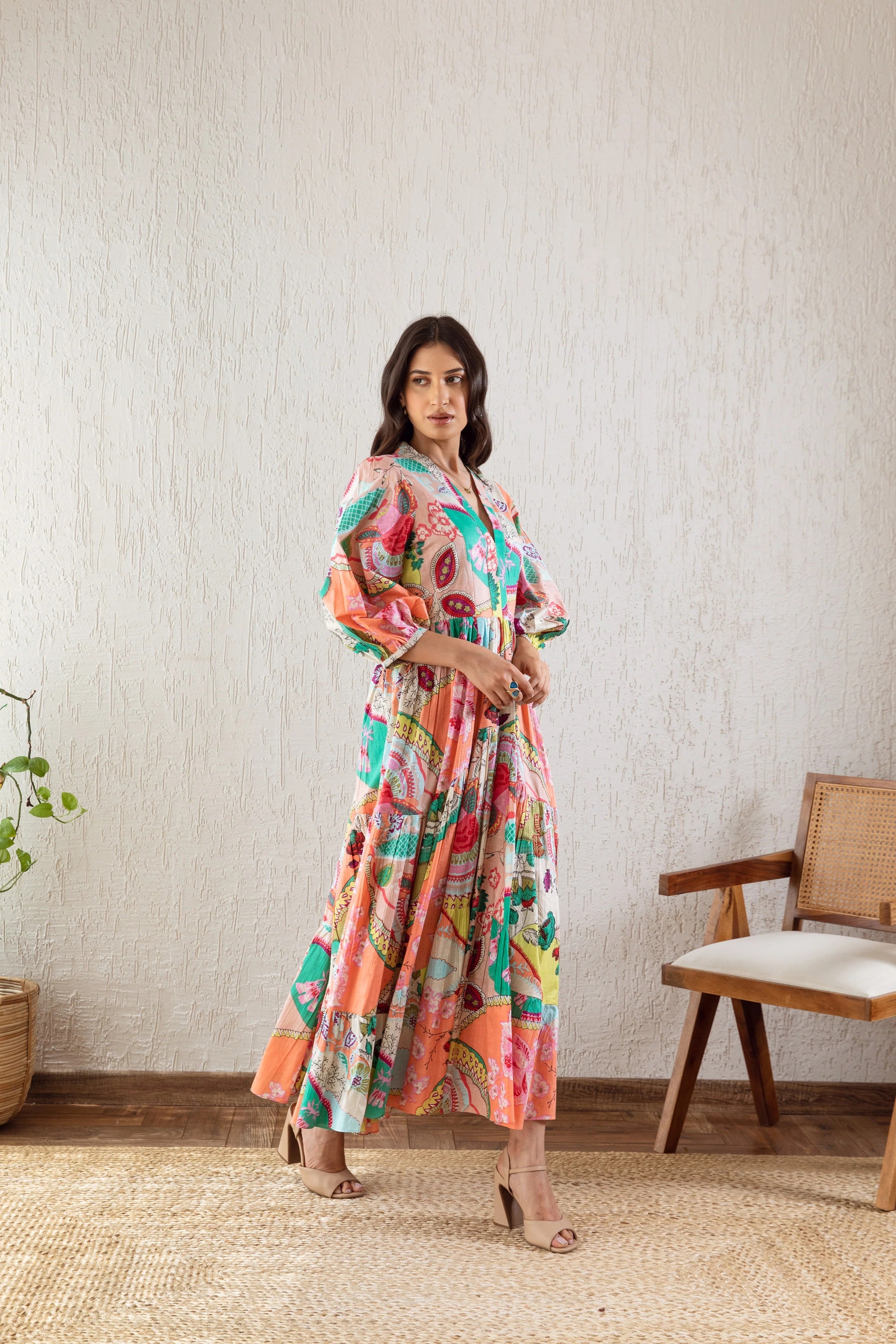 Blush Meadow Fit and Flare Maxi Dress