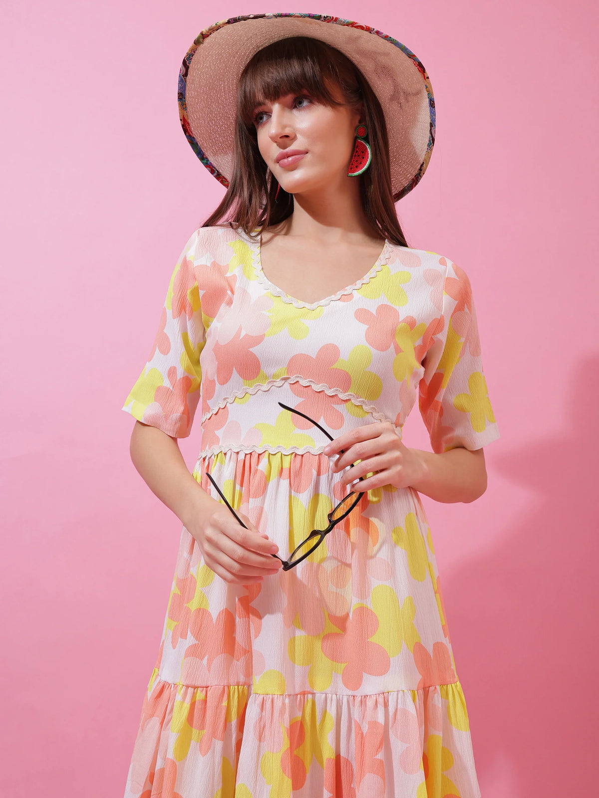 Sunny Bloom Fit & Flare Midi Dress