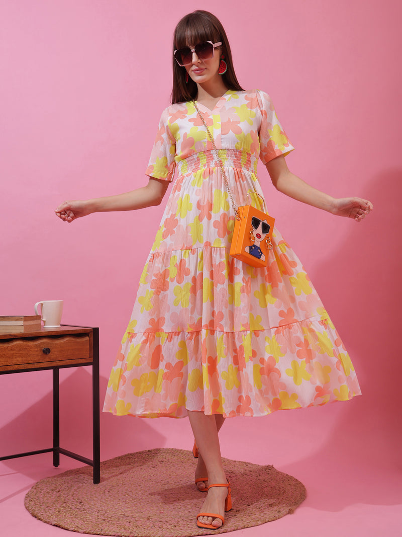 Spring Charm Fit & Flare Midi Dress