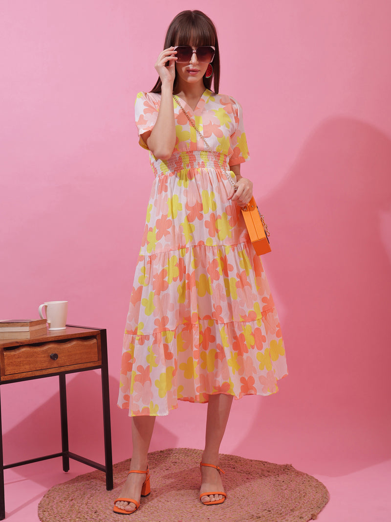 Spring Charm Fit & Flare Midi Dress