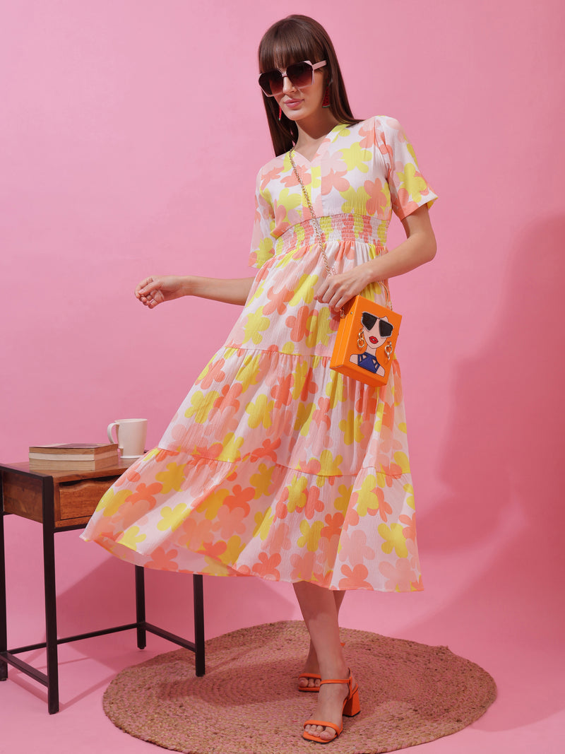 Spring Charm Fit & Flare Midi Dress