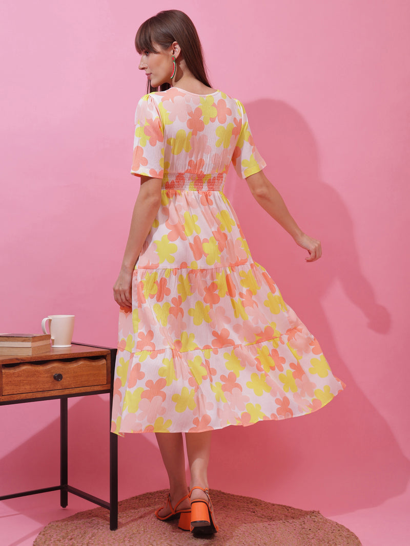 Spring Charm Fit & Flare Midi Dress