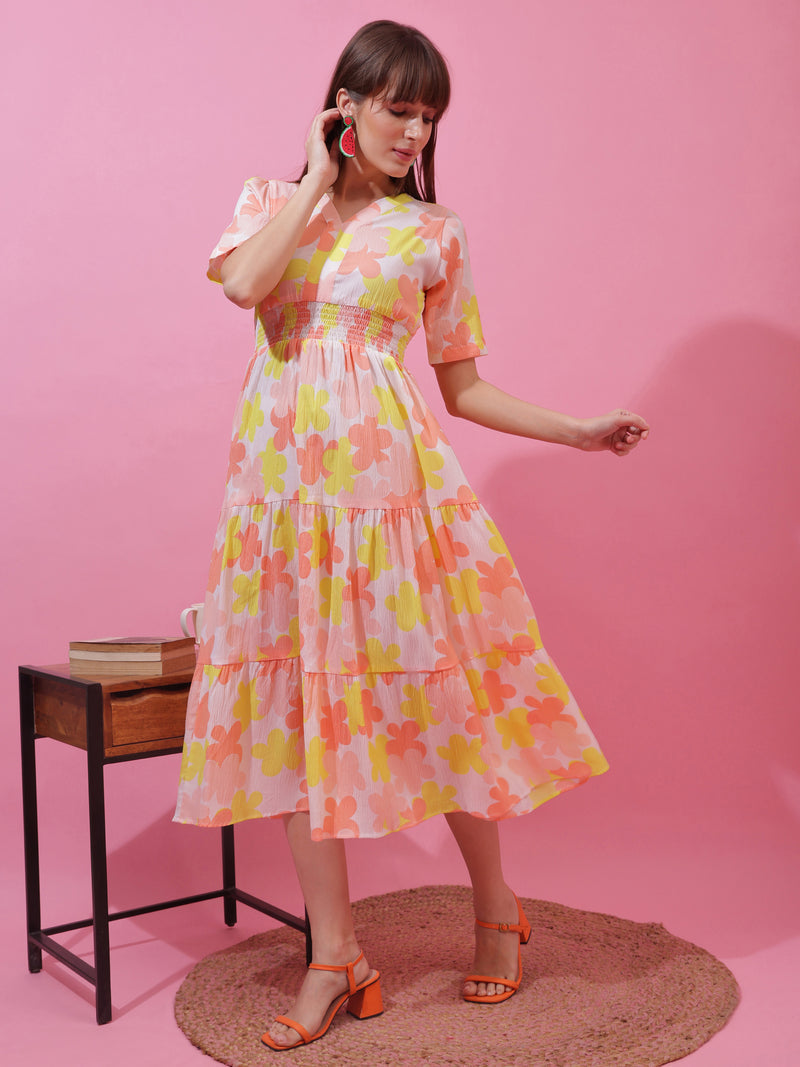 Spring Charm Fit & Flare Midi Dress