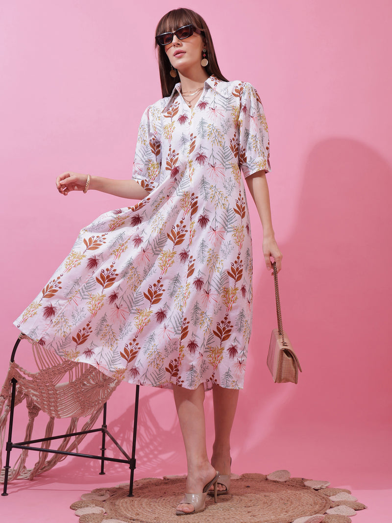 Timeless White Flared Midi Dress