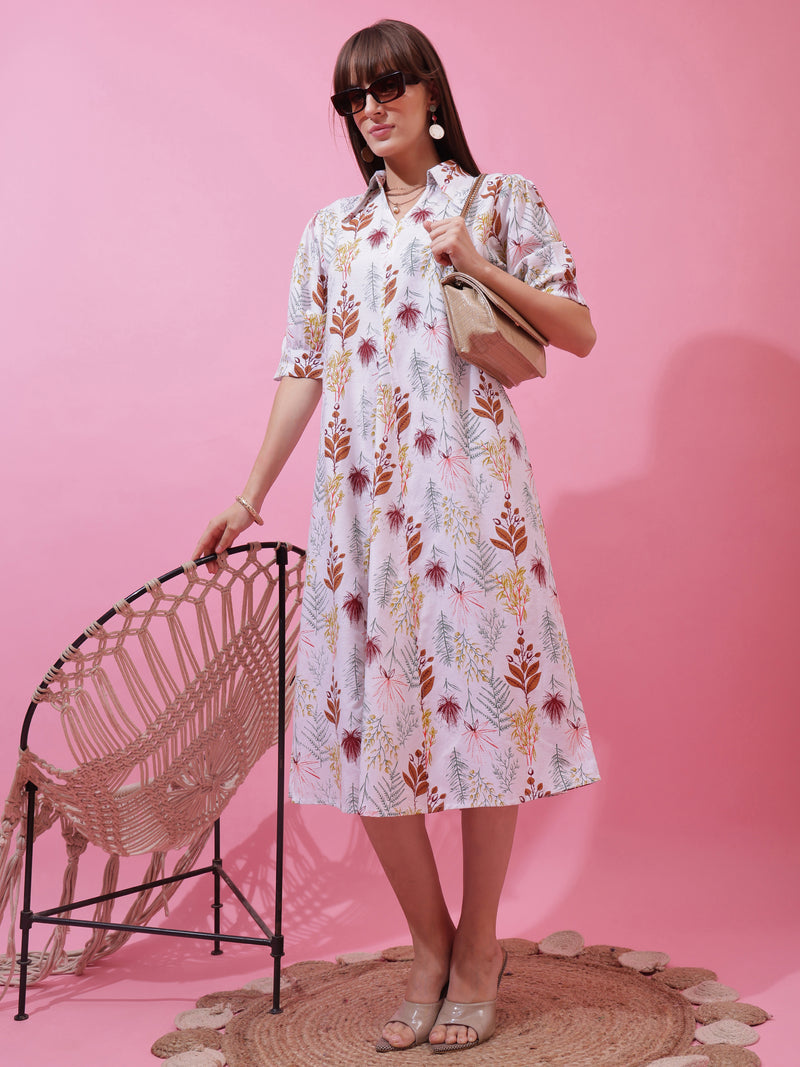 Timeless White Flared Midi Dress