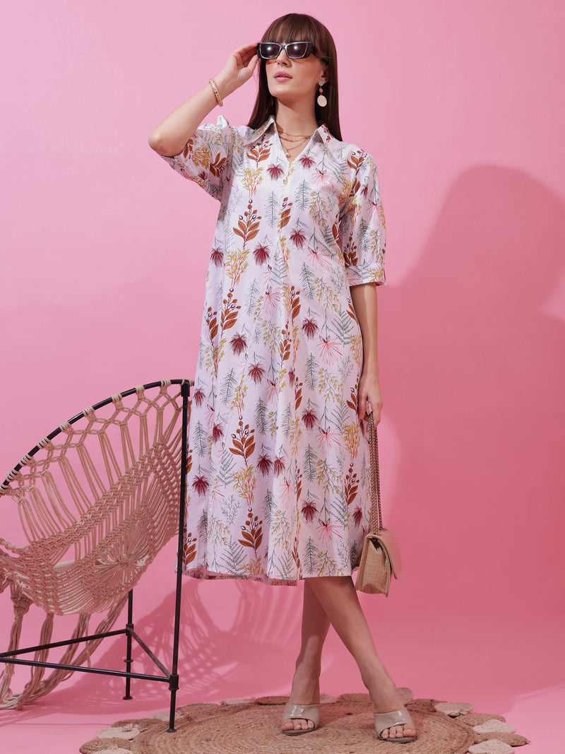 Timeless White Flared Midi Dress