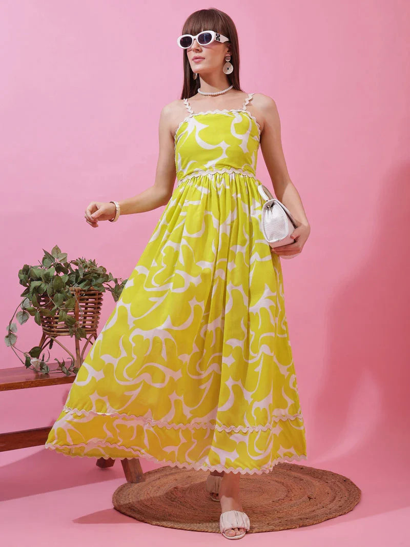 Monochrome Charm Shoulder Strap Maxi Dress