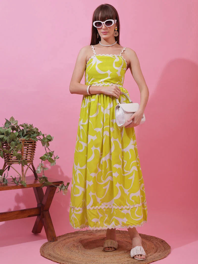 Monochrome Charm Shoulder Strap Maxi Dress