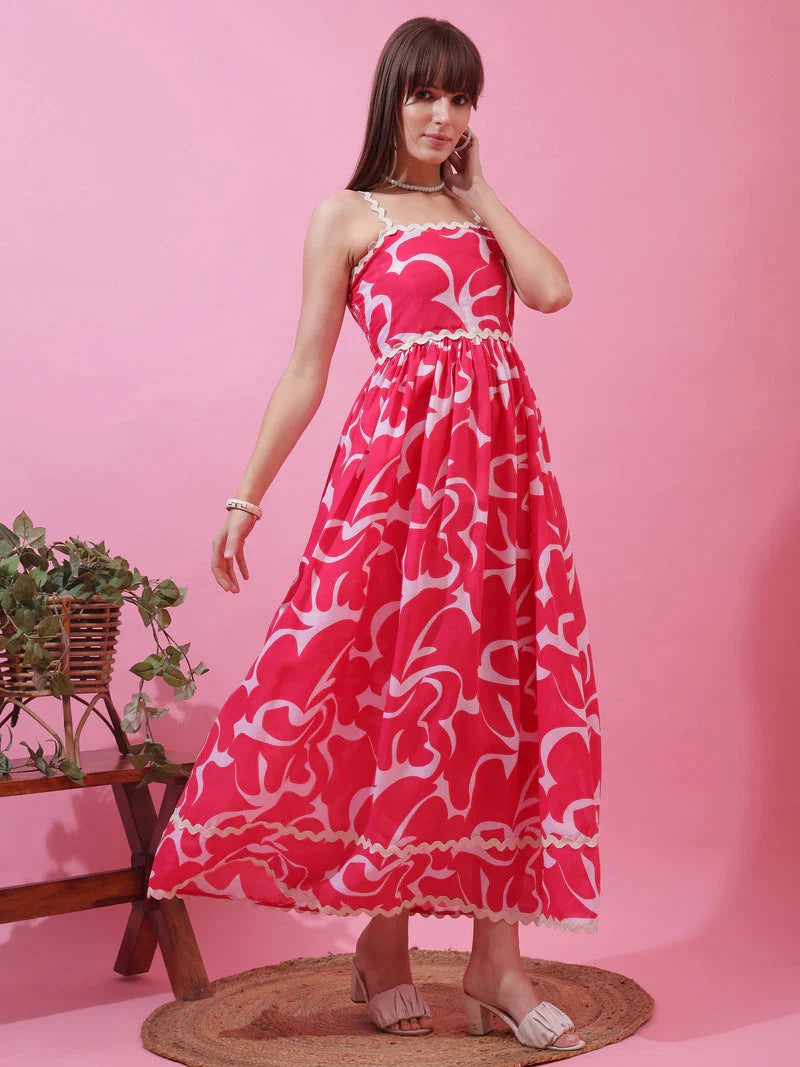 Monochrome Charm Shoulder Strap Maxi Dress