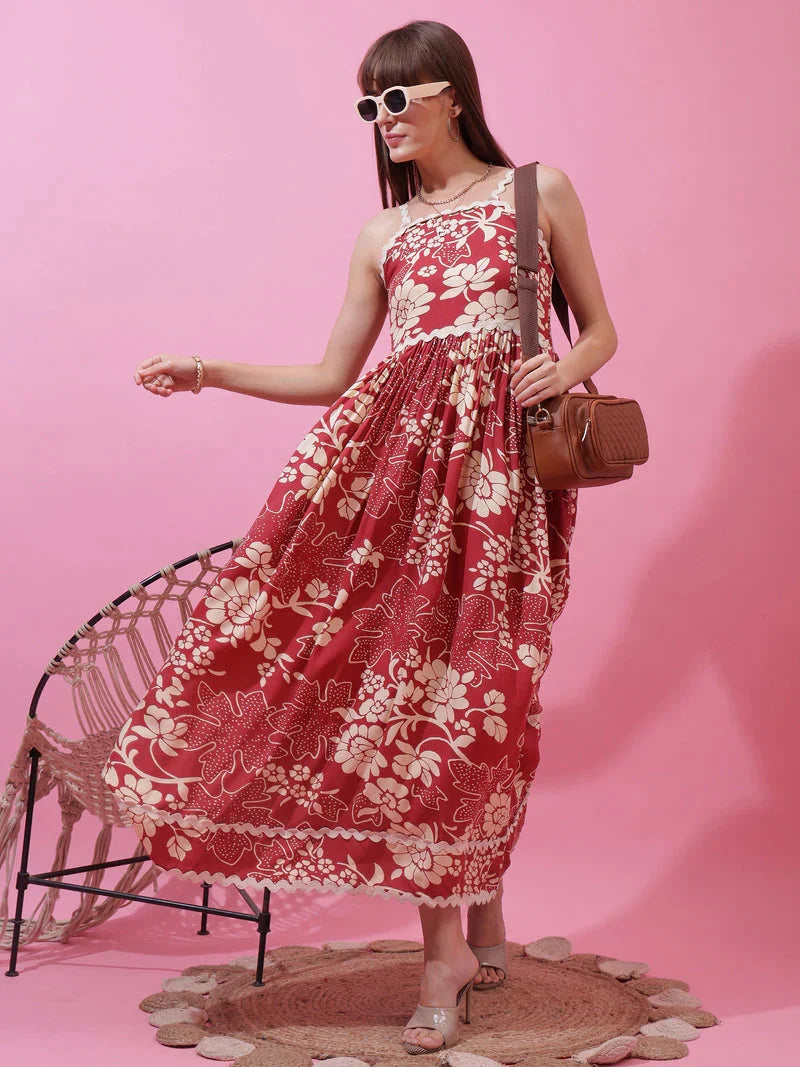 Monochrome Charm Shoulder Strap Maxi Dress