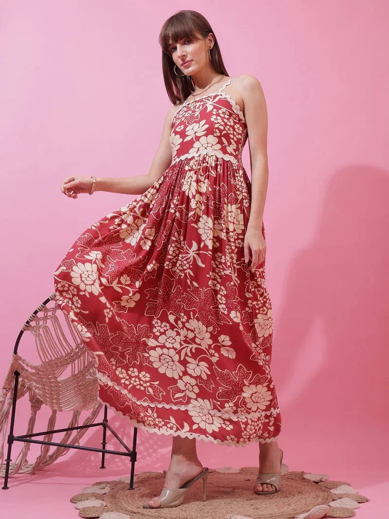 Monochrome Charm Shoulder Strap Maxi Dress