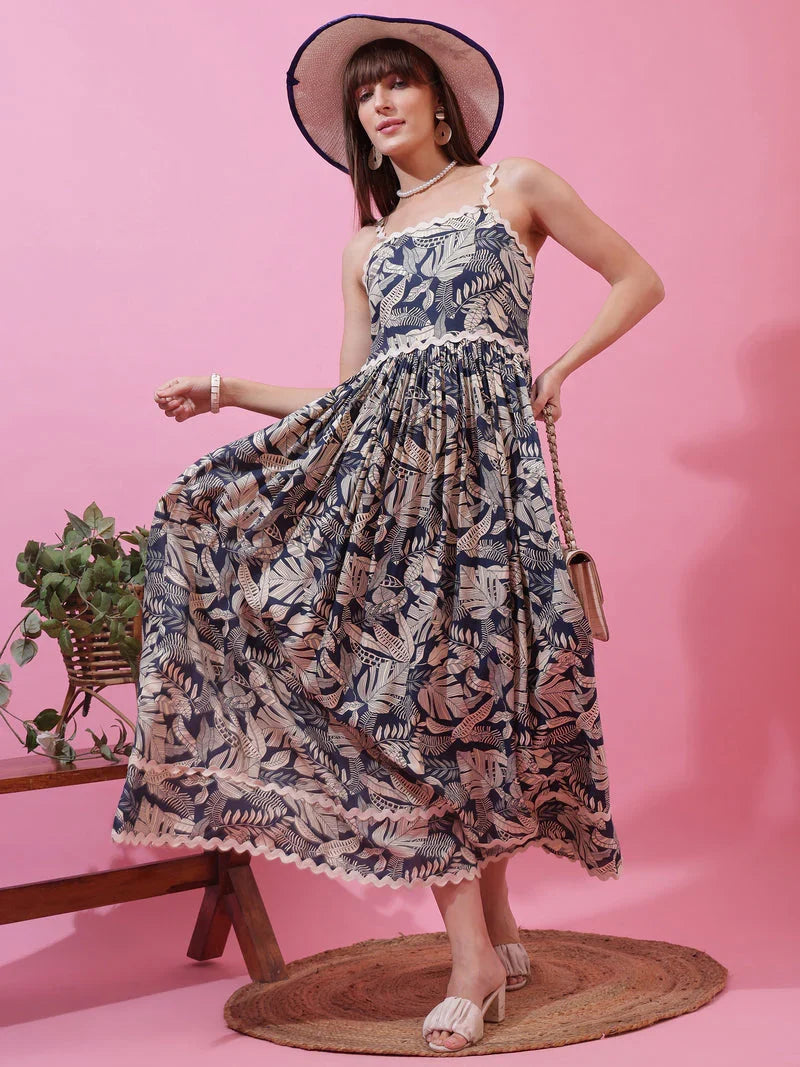 Monochrome Charm Shoulder Strap Maxi Dress
