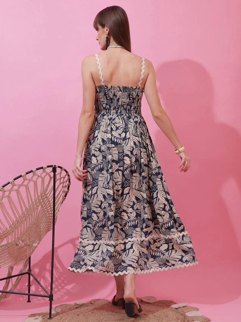 Monochrome Charm Shoulder Strap Maxi Dress