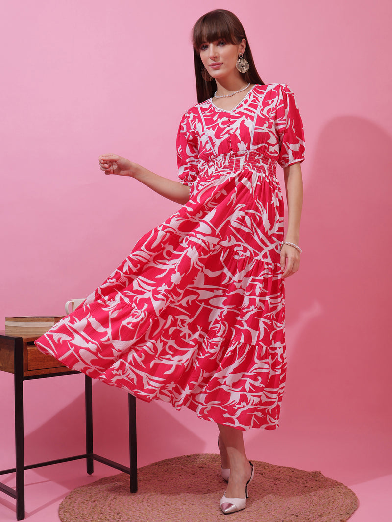 Blush Elegance Crepe Midi Dress
