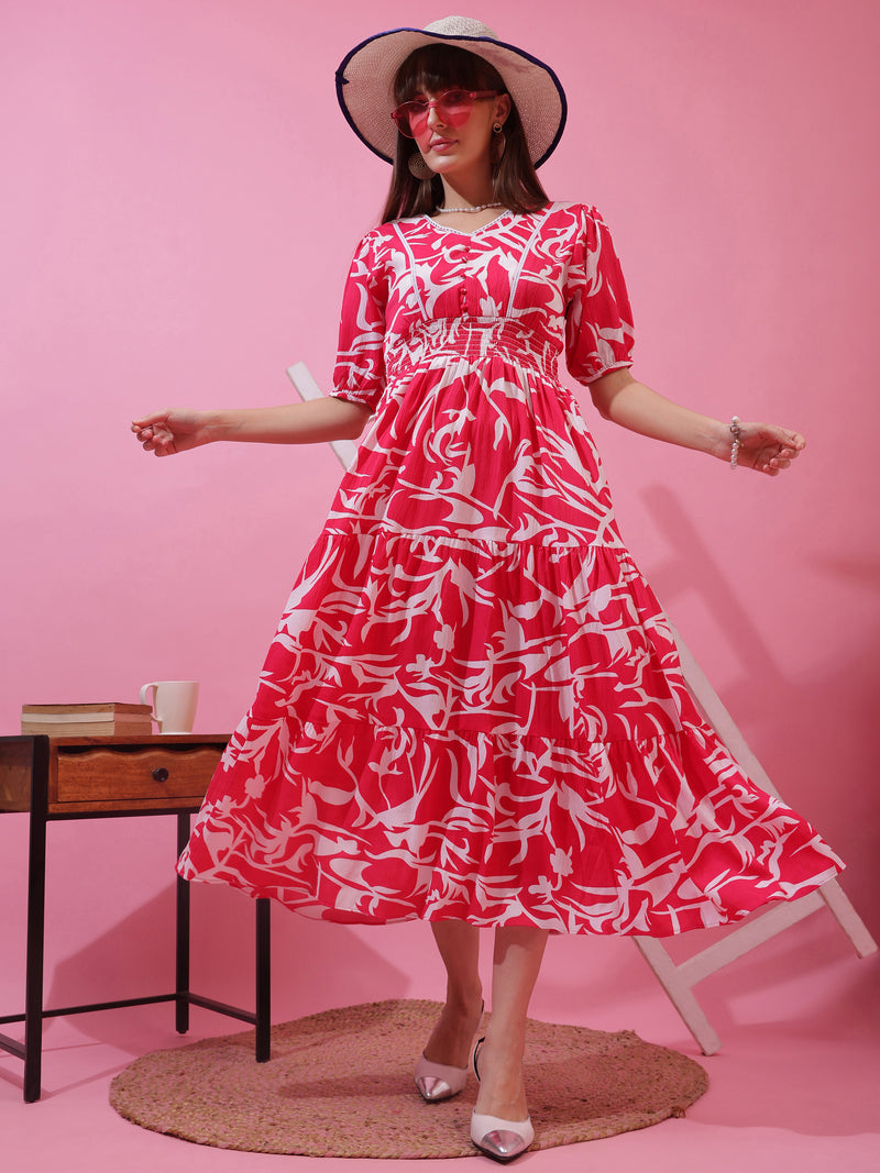 Blush Elegance Crepe Midi Dress